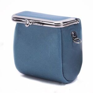 Genuine leather blue coin purse change crossbody bag small